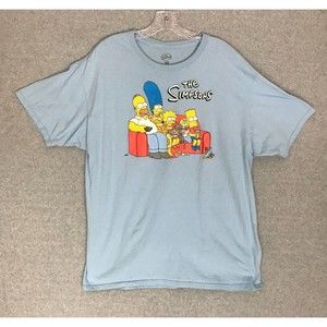 The Simpsons Shirt Mens Large Blue Family On Couch Homer Marge‎ Bart Lisa Cotton